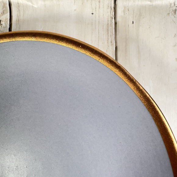 Crate & Barrel Salad Luncheon Plate Addison Gray Gold Rim Boho Glam Casual - Picture 6 of 16